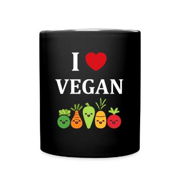 Humour petit légumes vegan - Mug uni - noir - Devant