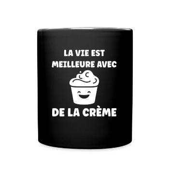 Humour crème fraiche - Mug uni - noir - Devant