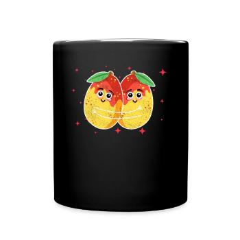 Cute Apricot Couple Hugging Apricot Fruits Lovers - Tasse einfarbig - Schwarz - Vorne