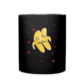 Couple de bananes mignon étreignant les amateurs de bananes - Mug uni - noir - Devant