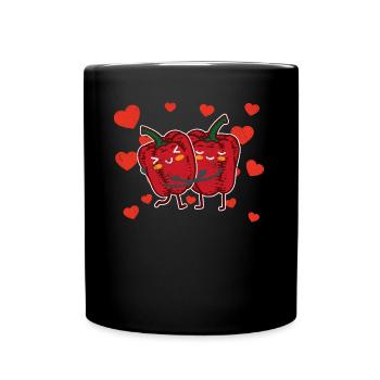 Cute Bell Pepper Couple Hugging Bell Pepper Lovers - Tasse einfarbig - Schwarz - Vorne