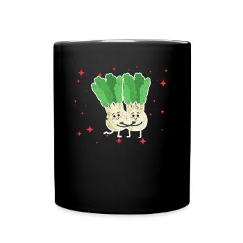Cute Celery Couple Hugging Celery Lovers - Full Colour Mug - black - Front
