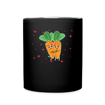 Cute Carrot Couple Hugging Carrot Lovers - Full Colour Mug - black - Front