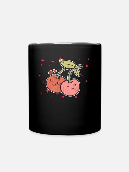 Cute Cherry Couple Hugging Cherry Lovers - Tasse einfarbig - Schwarz