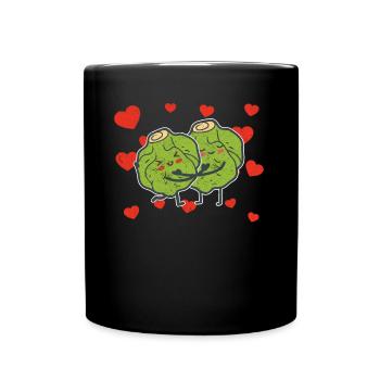 Brussels Sprout Couple Hugging Brussels Sprout - Full Colour Mug - black - Front