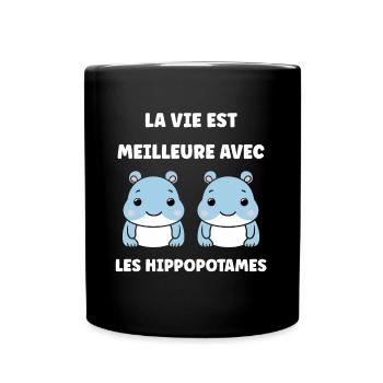 amour petit hippopotame - Mug uni - noir - Devant