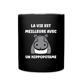 amour petit hippopotame - Mug uni - noir - Devant