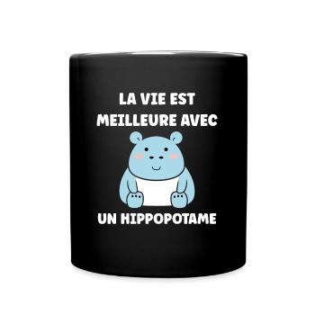 amour petit hippopotame - Mug uni - noir - Devant