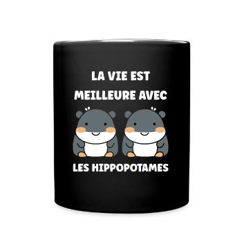 amour petit hippopotame - Mug uni - noir - Devant