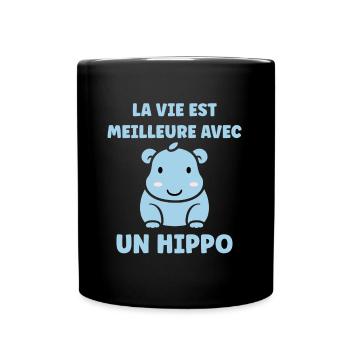 Amour petit hippopotame - Mug uni - noir - Devant
