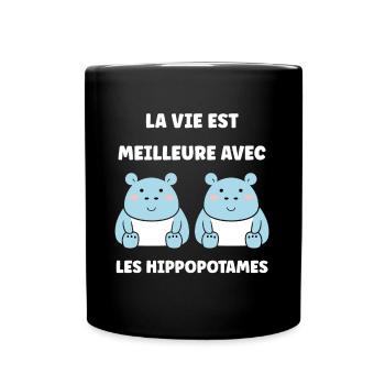 amour petit hippopotame - Mug uni - noir - Devant