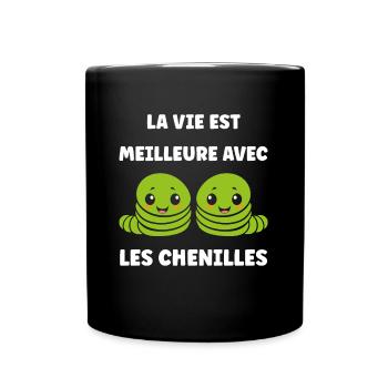 Chenilles insecte Amour petite chenille - Mug uni - noir - Devant