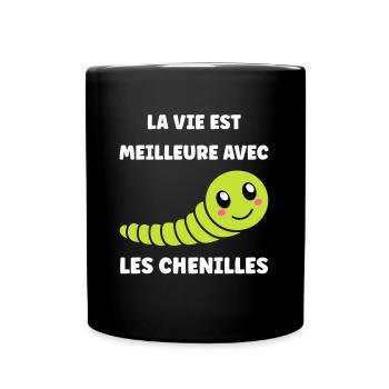 Chenilles insecte Amour petite chenille - Mug uni - noir - Devant