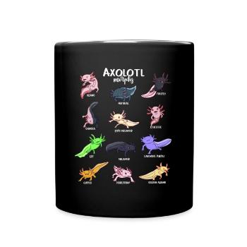 Verschiedene Kawaii Axolotltypen - Tasse einfarbig - Schwarz - Vorne