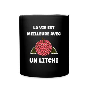 Fruit Humour petit litchi - Mug uni - noir - Devant