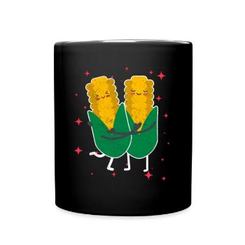 Cute Corn Couple Hugging Corn Fruits Lovers - Tasse einfarbig - Schwarz - Vorne