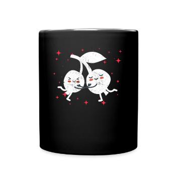 Cute Cranberry Couple Hugging Cranberry Fruits - Tasse einfarbig - Schwarz - Vorne