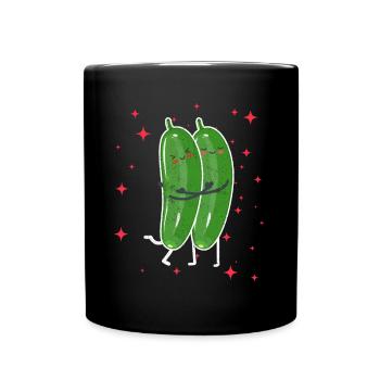 Cute Cucumber Couple Hugging Cucumber Fruits - Tasse einfarbig - Schwarz - Vorne
