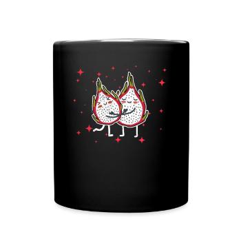 Cute Dragon Fruit Couple Hugging Dragon Fruit - Tasse einfarbig - Schwarz - Vorne