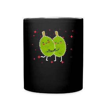 Cute Durian Couple Hugging Durian Fruits - Tasse einfarbig - Schwarz - Vorne