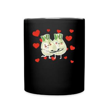 Cute Fennel Couple Hugging Fennel Fruits - Tasse einfarbig - Schwarz - Vorne