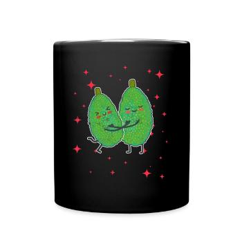 Cute Jackfruit Couple Hugging Jackfruit Lovers - Full Colour Mug - black - Front
