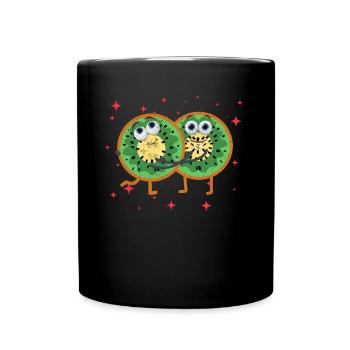 Cute Kiwi Couple Hugging Kiwi Fruit Lovers - Full Colour Mug - black - Front