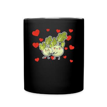 Cute Kohlrabi Couple Hugging Kohlrabi Fruit Lovers - Tasse einfarbig - Schwarz - Vorne