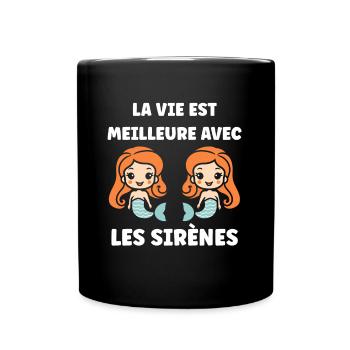 Enfant citation sirène - Mug uni - noir - Devant