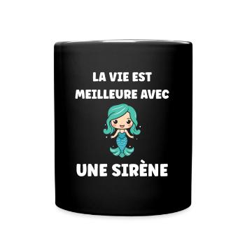 Humour petite sirène - Mug uni - noir - Devant