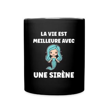 Humour petite sirène - Mug uni - noir - Devant