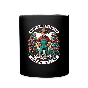 Papy Jardinier Planter Des Tomates Humour - Mug uni - noir - Devant