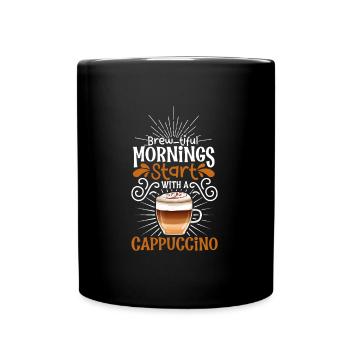 Good morning with cappuccino - Full Colour Mug - black - Front