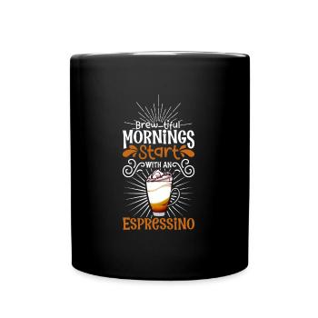 Good morning with Espressino - Full Colour Mug - black - Front
