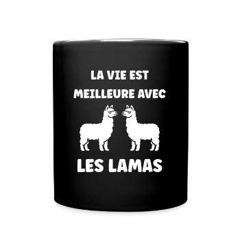 Humour mignon petit lama - Mug uni - noir - Devant