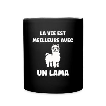 Humour mignon petit lama - Mug uni - noir - Devant
