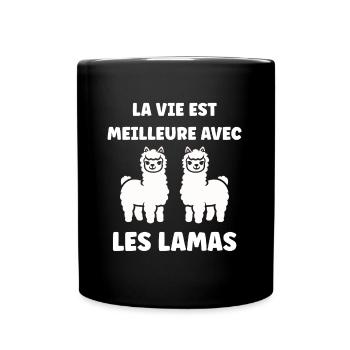Humour mignon petit lama - Mug uni - noir - Devant