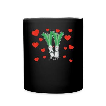 Couple de poireaux mignon étreignant les amateurs de légumes de poireaux - Mug uni - noir - Devant