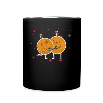 Cute Longan Couple Hugging Longan Fruit Lovers - Tasse einfarbig - Schwarz - Vorne