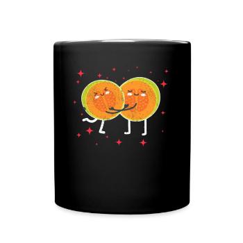 Cute Melon Cantaloupe Couple Hugging Melon Lovers - Tasse einfarbig - Schwarz - Vorne