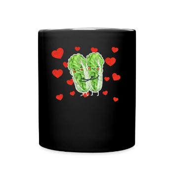 Cute Napa Cabbage Couple Hugging Fruits Lovers - Tasse einfarbig - Schwarz - Vorne