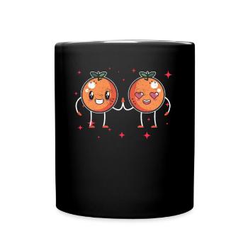 Cute Orange Couple Hugging Orange Fruit Lovers - Tasse einfarbig - Schwarz - Vorne