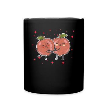 Couple de pêches mignon étreignant les amateurs de fruits de pêche - Mug uni - noir - Devant
