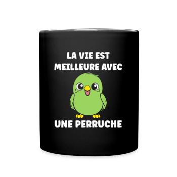 Oiseaux perruches humour petite perruche - Mug uni - noir - Devant