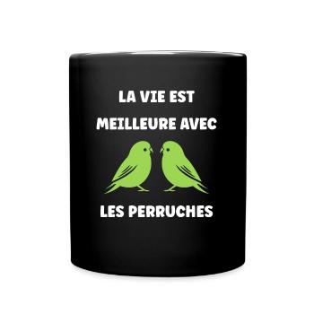 Oiseaux perruches humour petite perruche - Mug uni - noir - Devant