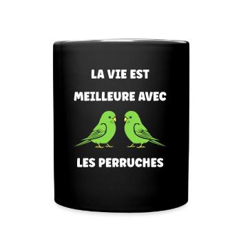 Oiseaux perruches humour petite perruche - Mug uni - noir - Devant