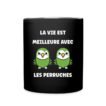 Oiseaux perruches humour petite perruche - Mug uni - noir - Devant