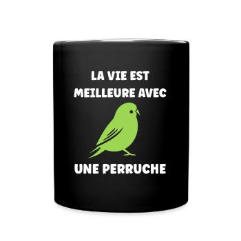 Oiseaux perruches humour petite perruche - Mug uni - noir - Devant