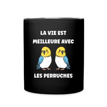 Oiseaux perruches humour petite perruche - Mug uni - noir - Devant