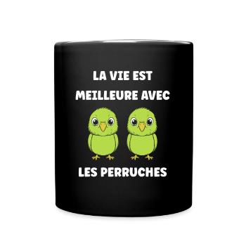 Oiseaux perruches humour petite perruche - Mug uni - noir - Devant